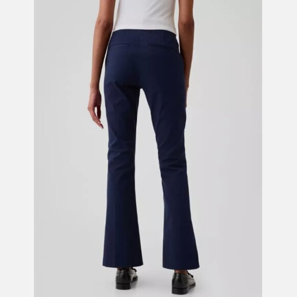 GAP High Rise Flare Stretch Pants Pintuck Pleat Navy Blue Size 10 RT$80 NWT - Picture 2 of 16